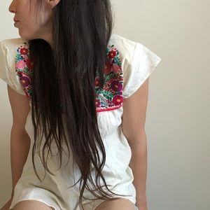 Mexican Embroidered Blouse Small Floral